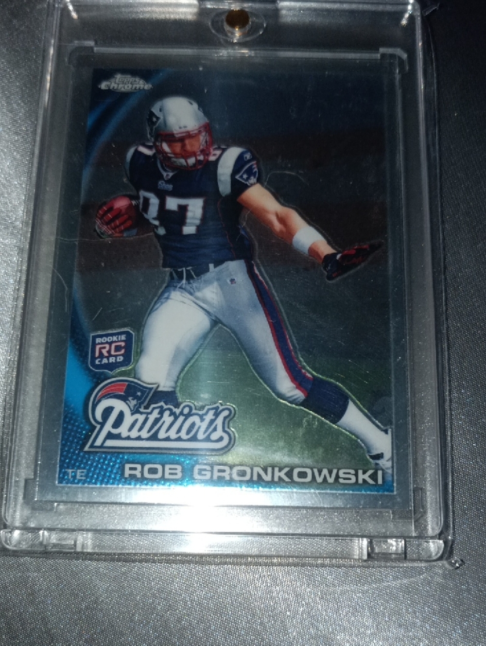 Topps Patriots Rob Gronkowski Football Rookie Card - Blue White Red C112 Chrome.